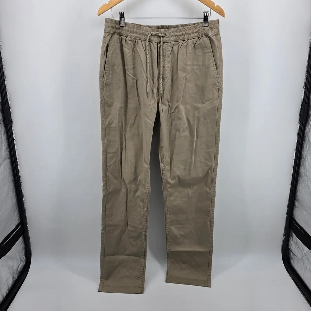 Quince Mens Organic Cotton Drawstring Weekend Chino Sand Dune Tan Pants Size M